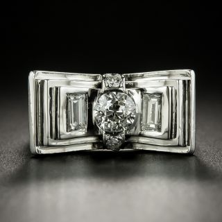 Art Deco .65 Carat Diamond Geometric Bow Ring - 1