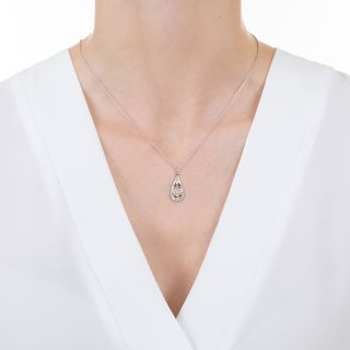 Art Deco .65 Carat Old Mine Cut Diamond Drop Pendant