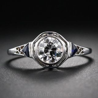 Art Deco .66 Carat Diamond Filigree Engagement Ring