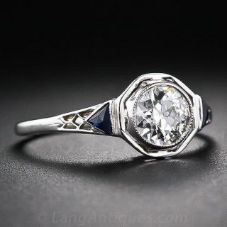 Art Deco .66 Carat Diamond Filigree Engagement Ring
