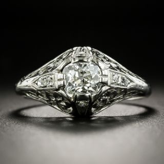 Art Deco .67 Carat Diamond Solitaire Engagement Ring - GIA H VS2 - 2