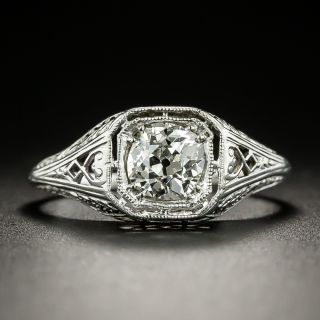Art Deco .69 Carat Filigree Diamond Engagement Ring - 6