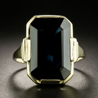 Art Deco 7.13 Carat Midnight Blue No-Heat Sapphire Ring - 1