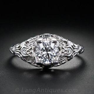 Art Deco .70 Carat Diamond Engagement Ring