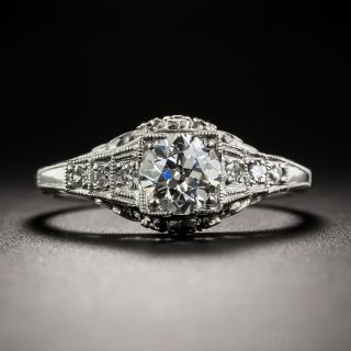 Art Deco .70 Carat Diamond Platinum Engagement Ring 