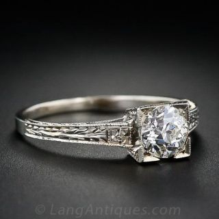 Art Deco .70 Carat  Diamond Solitare Engagement Ring