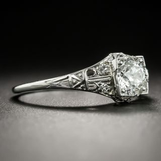 Art Deco .71 Carat Diamond Platinum Engagement Ring - GIA H SI1