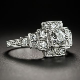 Art Deco .72 Carat Diamond Platinum Engagement Ring - GIA G VVS2 