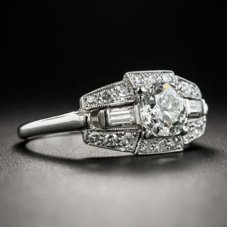 Art Deco .72 Carat Diamond Platinum Engagement Ring - GIA I VS1