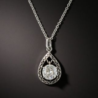 Art Deco .73 Carat Antique Diamond Filigree Pendant - 2