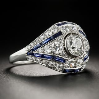Art Deco .75 Carat Diamond and Synthetic Sapphire Ring