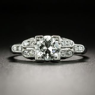 Art Deco .75 Carat Diamond Platinum Engagement Ring - GIA F VS2  - 1