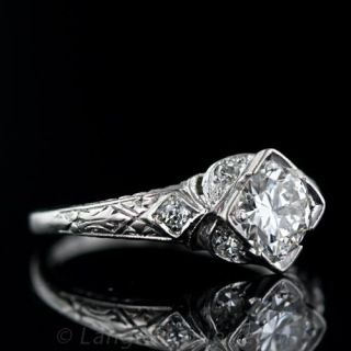 Art Deco .77 Carat Diamond Engagement Ring