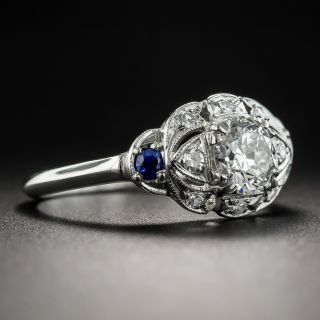 Art Deco .77 Carat Diamond Platinum Engagement Ring - GIA I SI2 