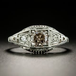 Art Deco .77 Carat Fancy Pink-Brown Diamond Engagement Ring by J.R. Wood - GIA - 2
