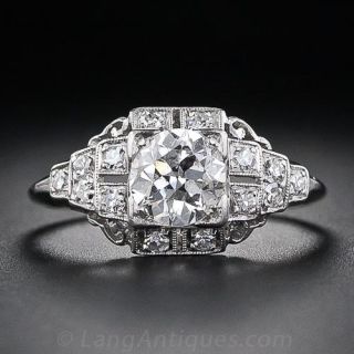 Art Deco .78 Carat Diamond Engagement Ring