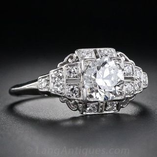 Art Deco .78 Carat Diamond Engagement Ring