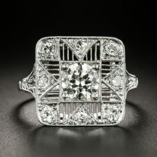 Art Deco .79 Carat Center Diamond Platinum Ring - GIA K VS1 - 2