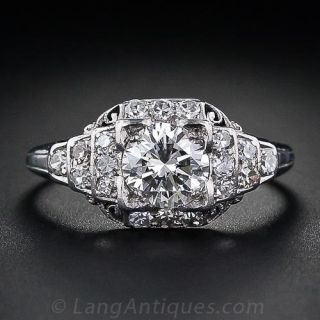 Art Deco .79 Carat Diamond Engagement Ring