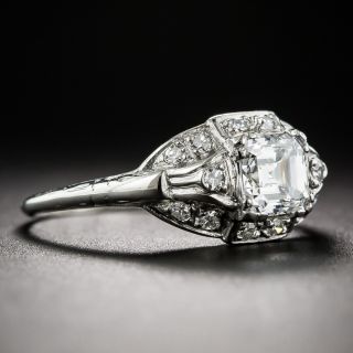 Art Deco .79 Carat Square Emerald-Cut Diamond Ring - GIA E VVS2