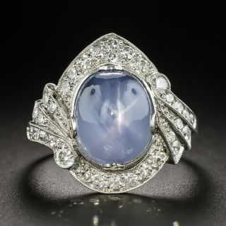 Art Deco 8.00 Carat Star Sapphire and Diamond Ring - 2