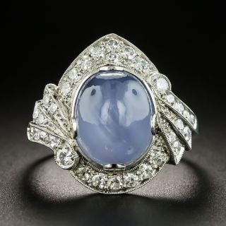 Art Deco 8.00 Carat Star Sapphire and Diamond Ring