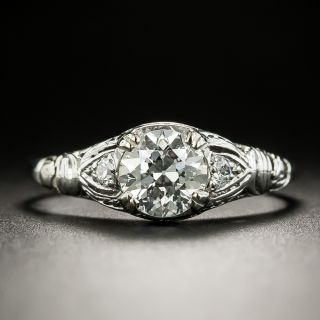 Art Deco .80 Carat Diamond And Sapphire* Ring - GIA G VS2 - 3