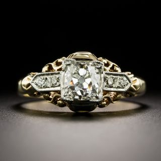 Art Deco .80 Carat Diamond Two-Tone Engagement Ring - 3