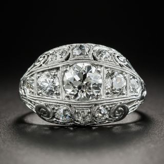 Art Deco .81 Ct. Center Diamond Platinum Ring - GIA I VS2 - 2