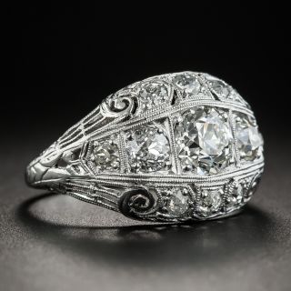 Art Deco .81 Carat Center Diamond Platinum Ring - GIA I VS2