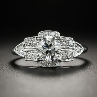 Art Deco .81 Carat Diamond Platinum Engagement Ring - GIA I SI1 - 1