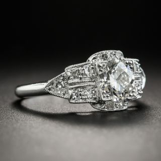 Art Deco .81 Carat Diamond Platinum Engagement Ring - GIA I SI1