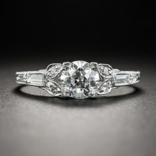 Art Deco .81 Carat Platinum Diamond Ring - GIA E VVS2 - 1