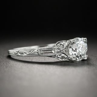 Art Deco .81 Carat Platinum Diamond Ring - GIA E VVS2