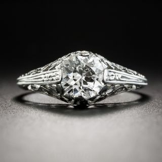 Art Deco .81 Carat Solitaire Diamond Engagement Ring - GIA G VS2