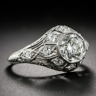 Art Deco .82 Carat Diamond and Platinum Engagement Ring