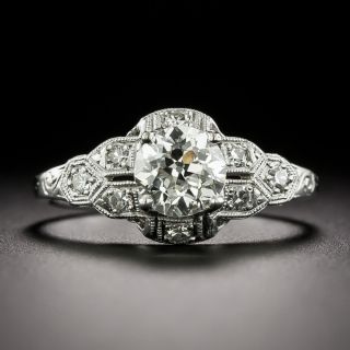 Art Deco .82 Carat Diamond Engagement Ring  - 3