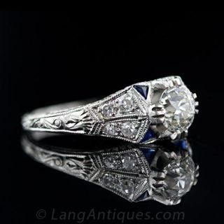 Art Deco .82 Carat Diamond Engagement Ring