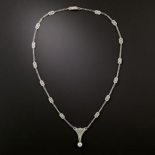 Art Deco .82 Carat Diamond Filigree Necklace - 2