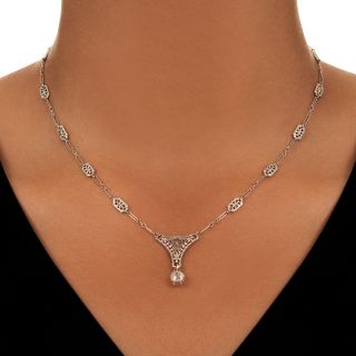 Art Deco .82 Carat Diamond Filigree Necklace