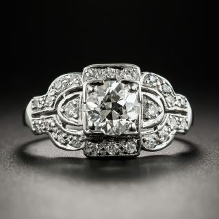 Art Deco .82 Carat Diamond Platinum Engagement Ring - GIA J SI1 - 1