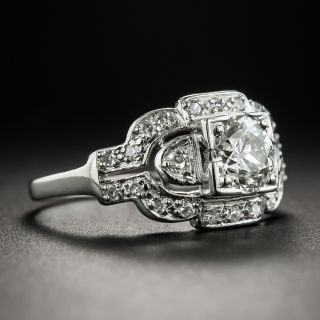 Art Deco .82 Carat Diamond Platinum Engagement Ring - GIA J SI1