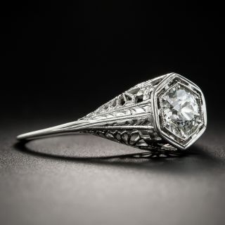 Art Deco .82 Carat Diamond Solitaire Engagement Ring