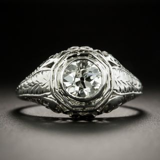 Art Deco .82 Carat Solitaire Diamond Ring by J.L. Herzog - 1