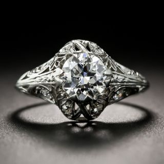 Art Deco .84 Carat Diamond Engagement Ring - GIA D SI1 - 1