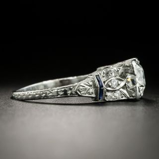 Art Deco .85 Carat Diamond and Sapphire Engagement Ring