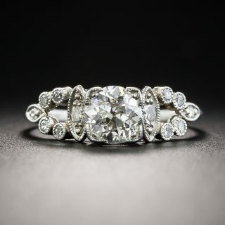 Art Deco .85 Carat Diamond Platinum Engagement Ring - GIA F VS2