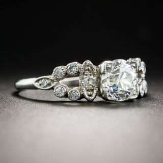 Art Deco .85 Carat Diamond Platinum Engagement Ring - GIA F VS2