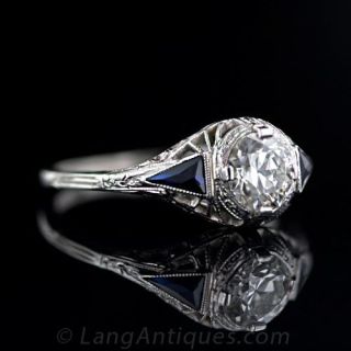Art Deco .87 Carat Diamond Engagement Ring