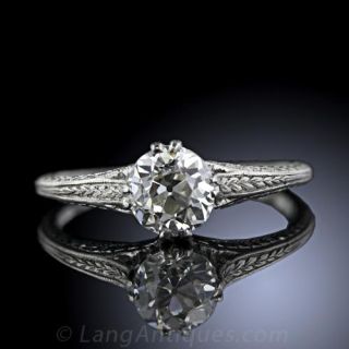 European Cut Diamond Engagement Ring 